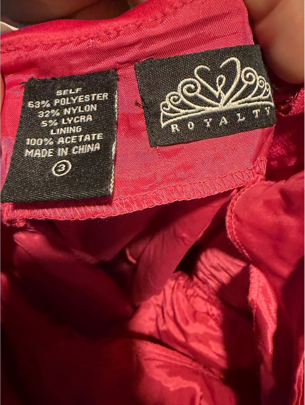 Royalty Red Satin Ruched Ruffle Dress Size 3 - Picture 4 of 4